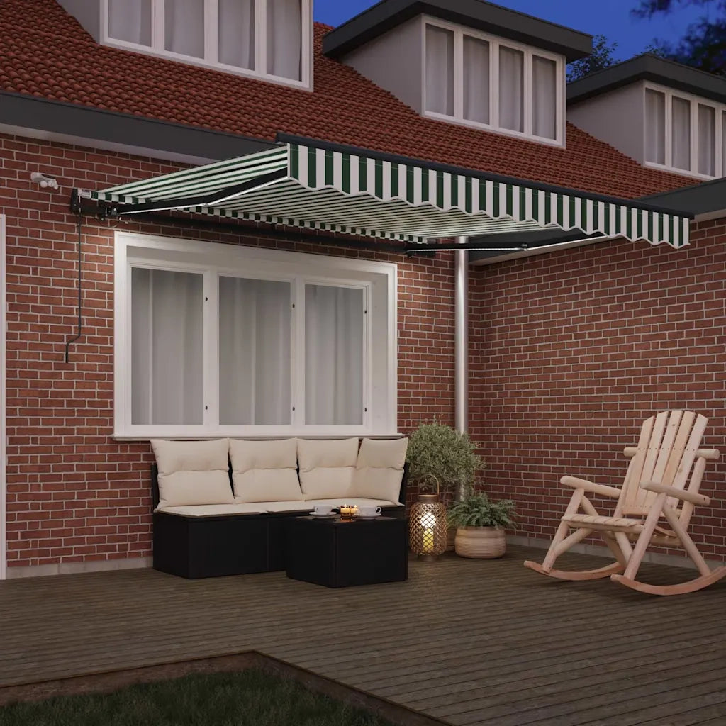 Tessuto per Tenda con Verde e Bianco 350 x 250 cm Poliestere 3330472