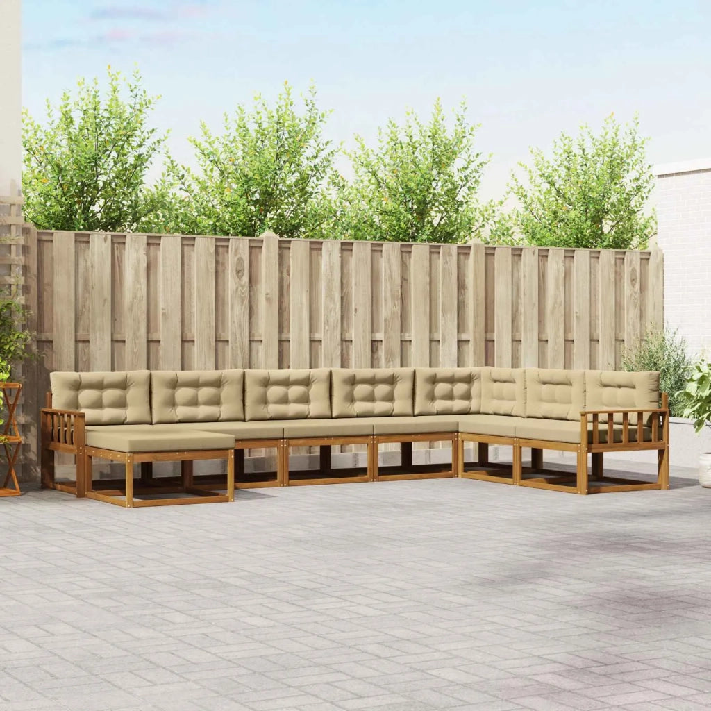 Set di divani da esterno con cuscino 8 pcs Naturale e Beige