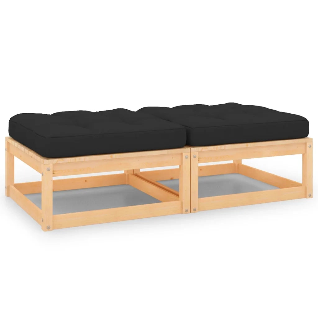 Poggiapiedi da Giardino con Cuscini 2 pz Legno Massello di Pinocod mxl 96906