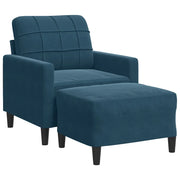 Poltrona | Sedia Relax con Poggiapiedi Blu 60 cm in Velluto