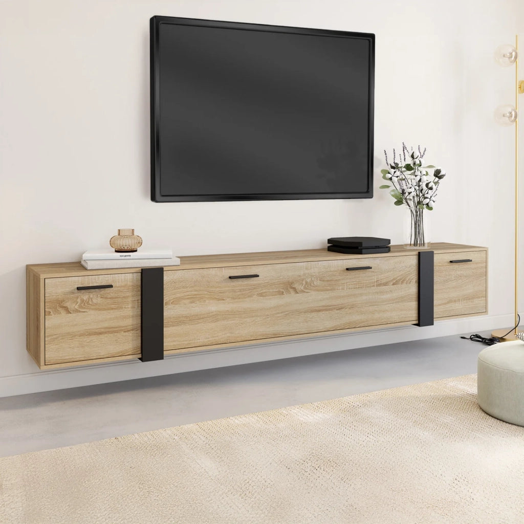 IDMarket - 180 cm PHOENIX Porta TV a parete a 3 ante dal design industriale