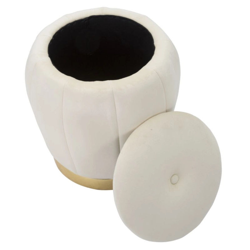Puff/contenitore Paris Crema/gold cm ø 43x43