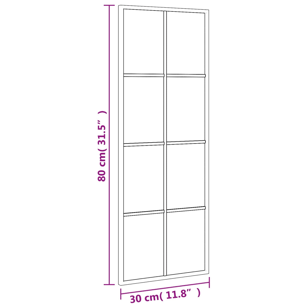 Specchio da Parete Nero 30x80 cm Rettangolare in Ferro 358642