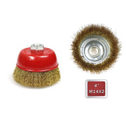 Trade Shop - Spazzola A Tazza 100 Mm Per Smerigliatrice Flex Con Fili Ferro Ondulati Ottonati -