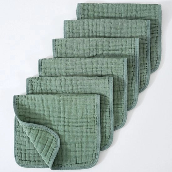 Pannolini in mussola 20" x 10", confezione da 6 - Grande, 6 strati, ultra-assorbente, cotone per la saliva dei bambini e la sporcizia - Leggeri, sicuri e morbidi pannolini per bambini maschi e femmine - verdure