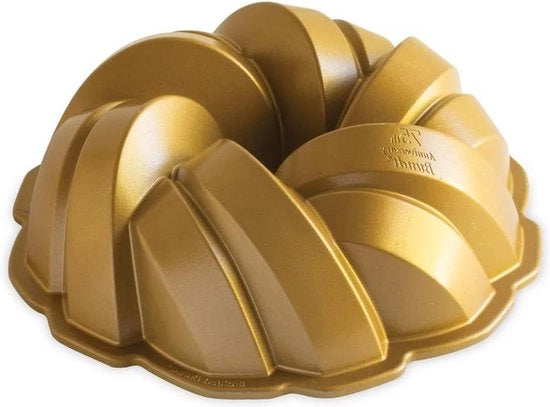 Padella per Bundt in Alluminio Fuso - Cottura per Torta Bundt con Disegno a Trecce - Oro