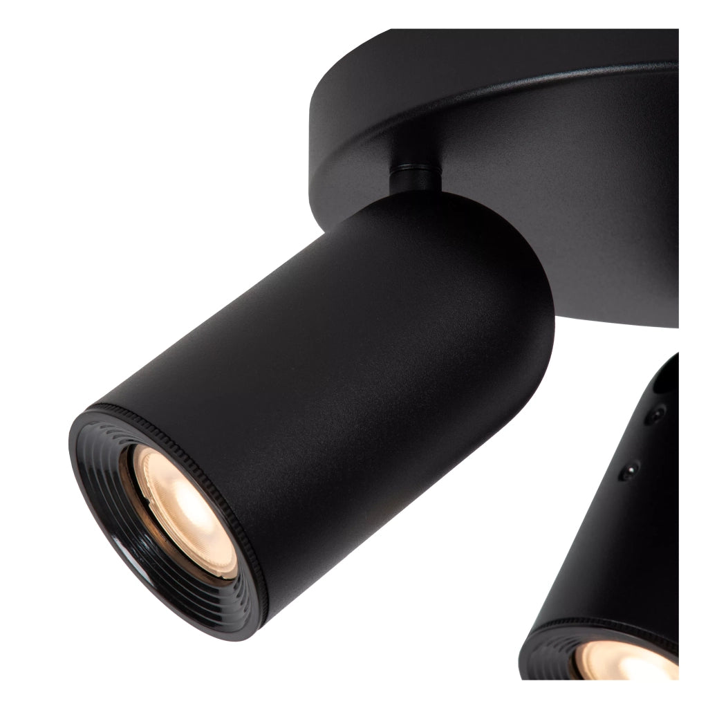 Faretto soffitto rotondo nero 3xGU10 35W Punch Lucide