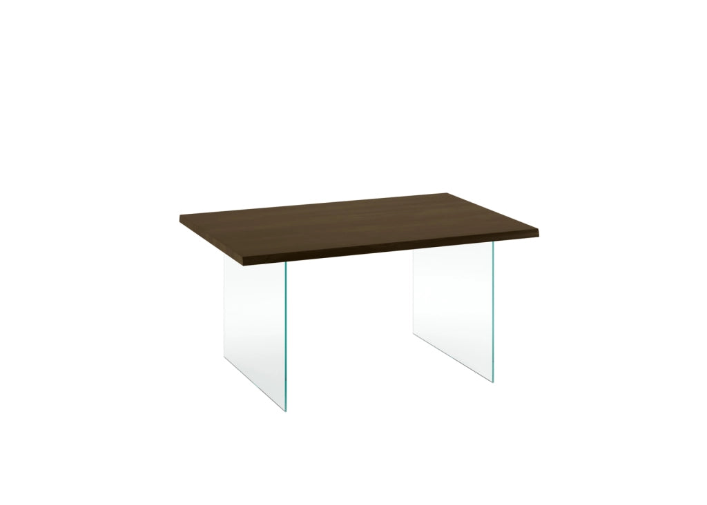 Tavolo Allungabile Snooker Rovere Termocotto 160-240cm con Gambe in Vetro Temperato Extra Trasparente - Design di Lusso