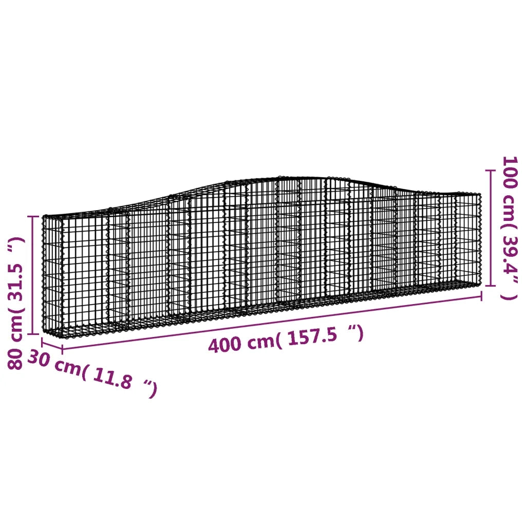 Cesti Gabbioni ad Arco 3 pz 400x30x80/100 cm Ferro Zincato