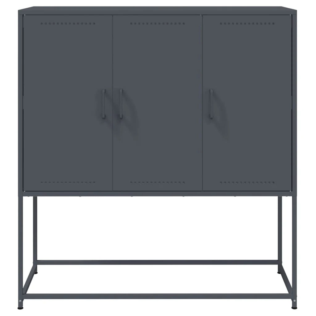 Buffet credenza cassettiera armadio mobile contenitore organizer cucina soggiorno salotto alto 100,5 x 39 x 107 cm acciaio antracite 02_0032198