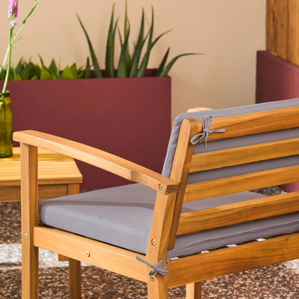 Salotto da giardino in legno di acacia, 4 posti, grigio