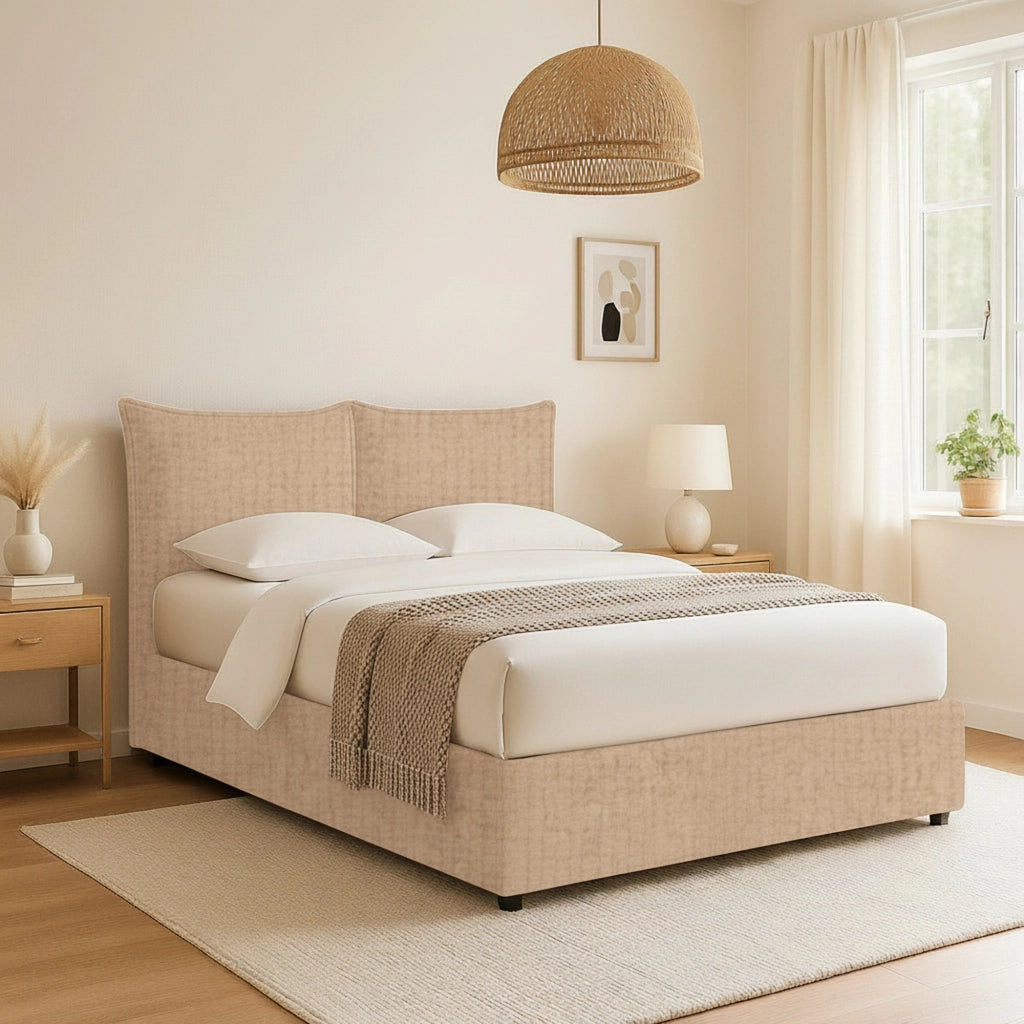 Uckfield, Letto Matrimoniale Sfoderabile Made in Italy, Beige