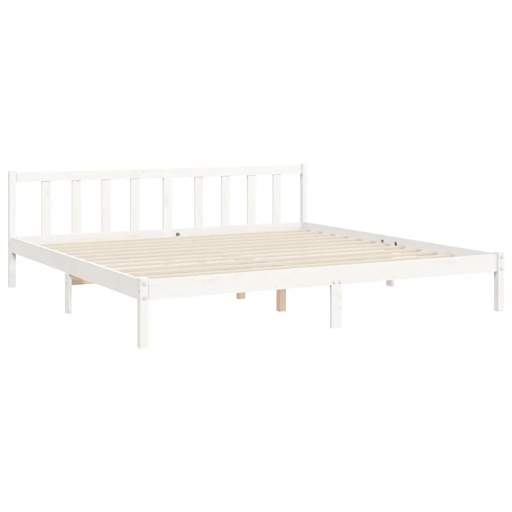 Giroletto Testiera Bianco Super King Size-Struttura Letto in Legno Massello 471207