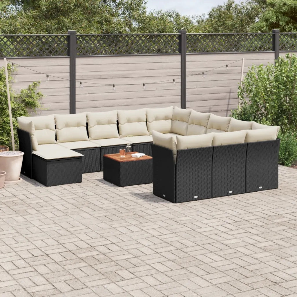Set Divani da Giardino 13pz con Cuscini Nero in Polyrattancod mxl 90893
