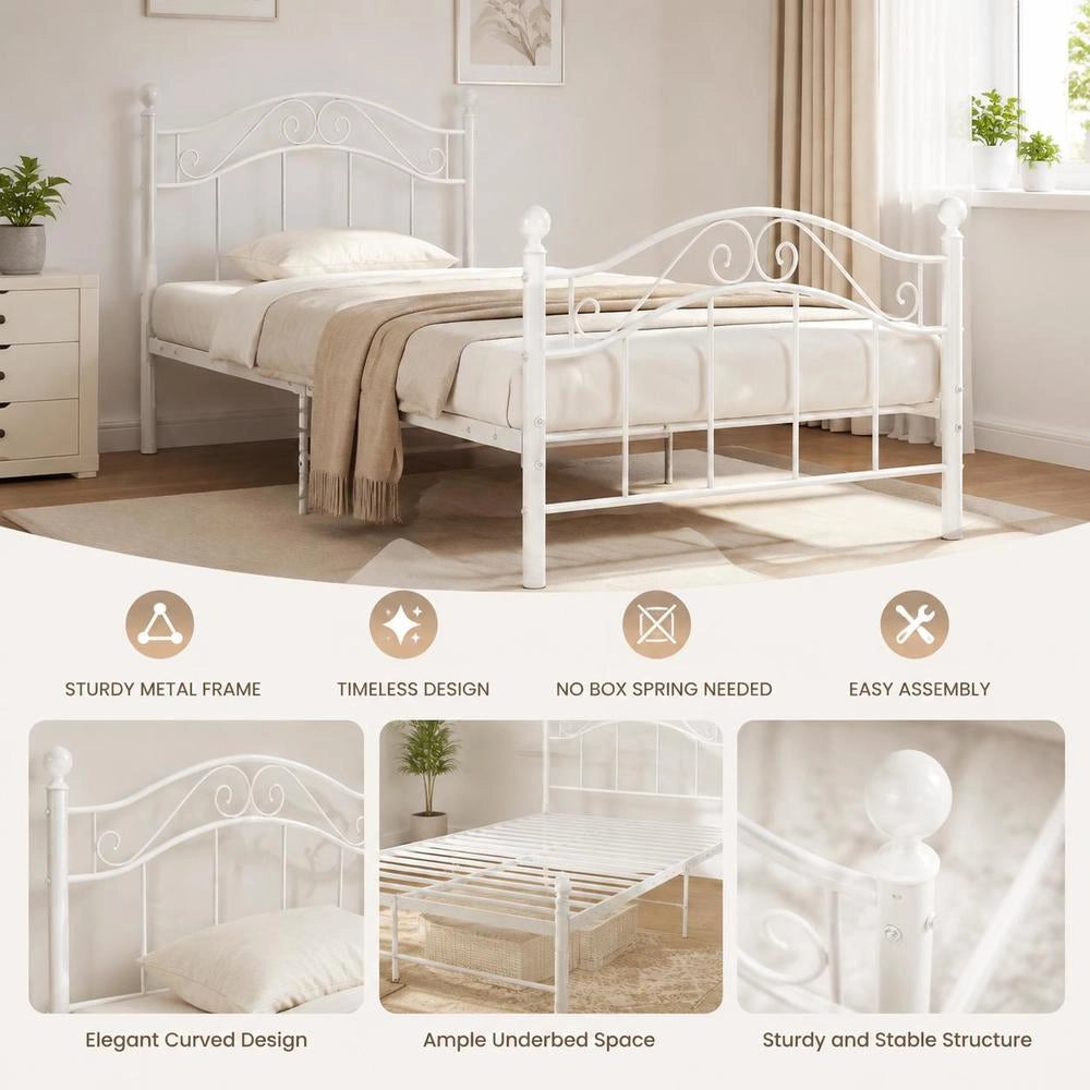 White Metal Bed 90x200 Cm
