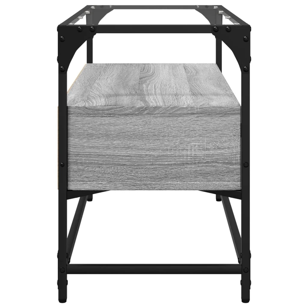 Mobile TV multimediale mensola per TV credenza per TV sala da pranzo soggiorno camera da letto con piano in vetro Sonoma legno ingegnerizzato grigio 02_0026424