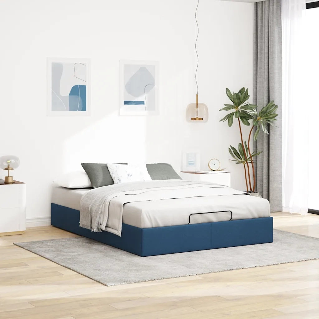 Struttura Letto Pouf senza Materasso Blu 140x190 cm in Tessuto