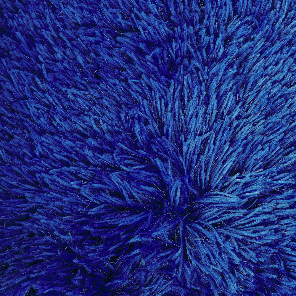 Tappeto Shaggy a pelo lungo in poliestere blu tinta unita rotondo 140 cm