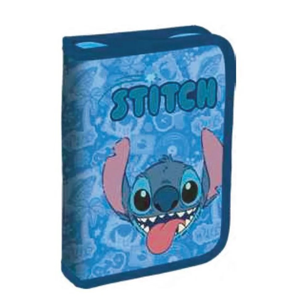 Trade Shop - Astuccio A 1 Zip Cerniera Riempito Grafica Stitch Con Cancelleria Scuola Bambini 968654 -