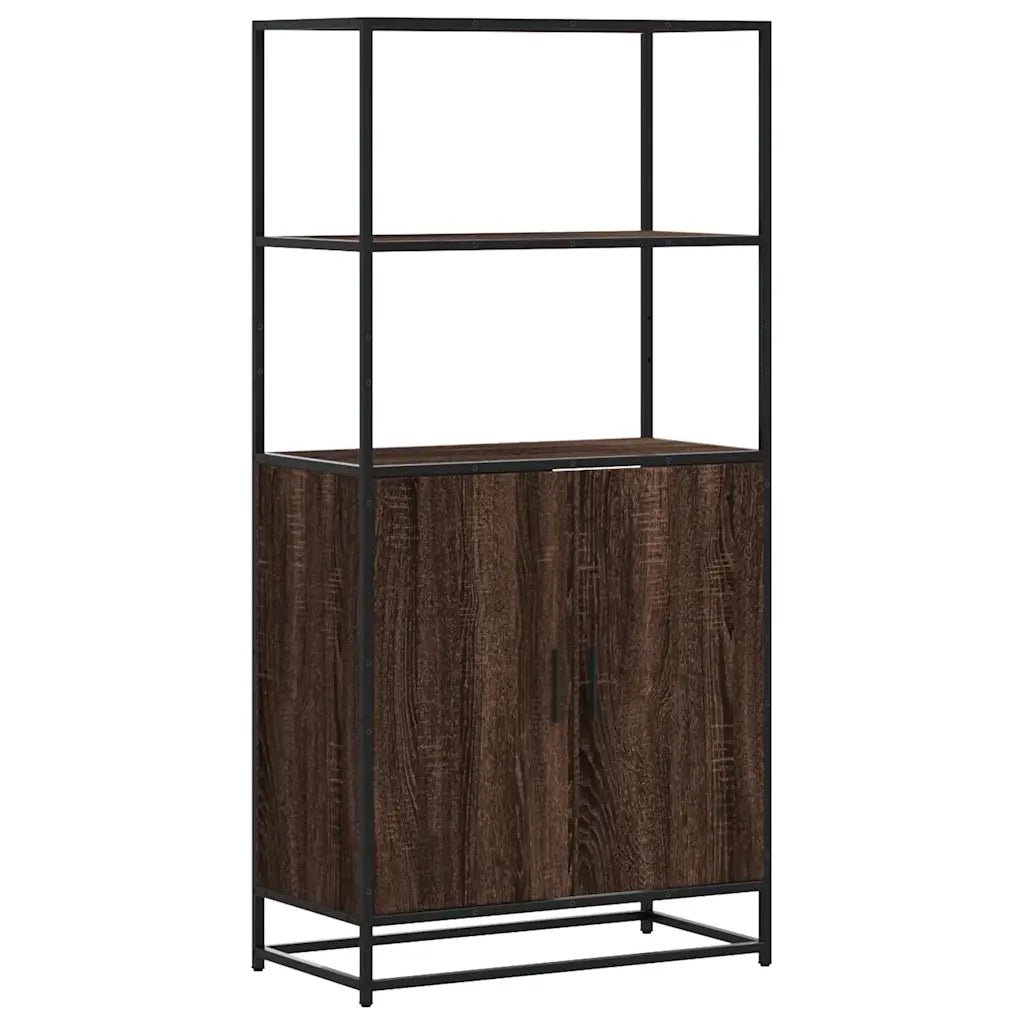 Credenza Rovere Marrone 68x35x139 cm Legno Multistrato Metallo