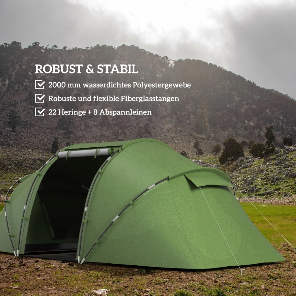 Tenda da campeggio tunnel 4-6 persone ¨C zephmum ¨C Verde impermeabile 2000mm