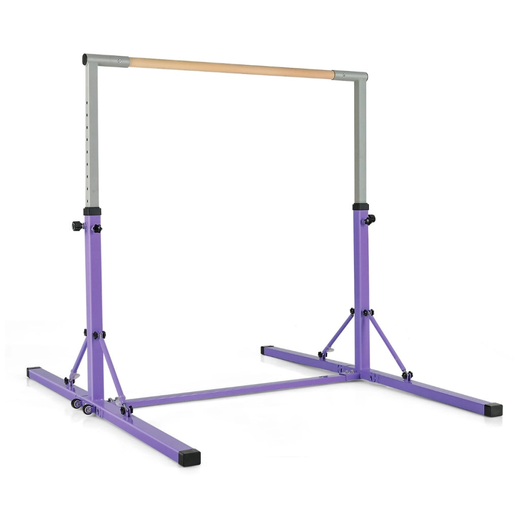 Barra ginnastica per bambini con 13 altezze regolabili portata 100kg, Attrezzatura palestra domestica Viola