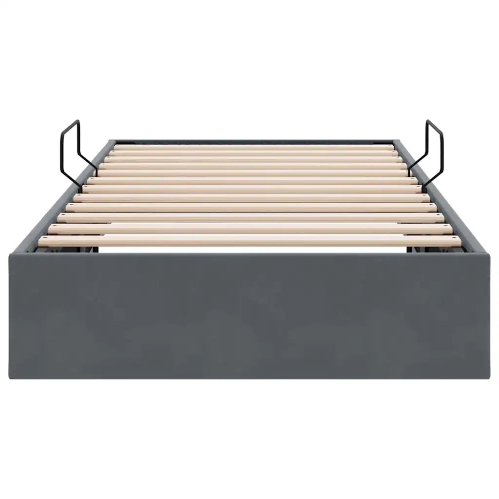 Letto con Contenitore Grigio scuro 100 x 190 cm Velluto 3370131