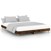 Letto matrimoniale | Letto per adulti | Giroletto senza Materasso Rovere Fumo 150x200 cm in Truciolato
