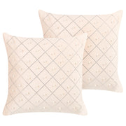 Set di 2 cuscini in velluto beige argento 45 x 45 cm glamour soggiorno camera da letto