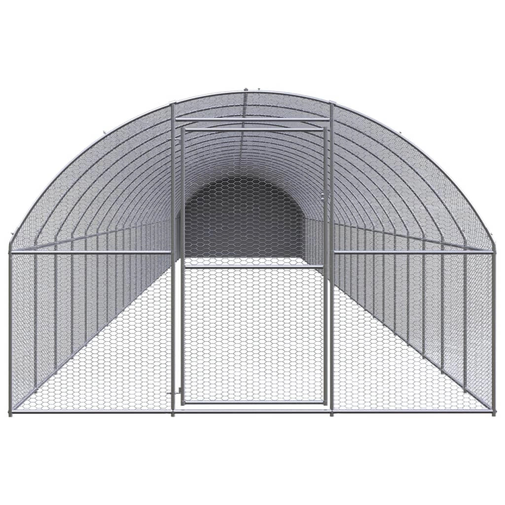 Pollaio recinto per polli da esterno 3 x 24 x 2 m acciaio zincato argento 02_0044008