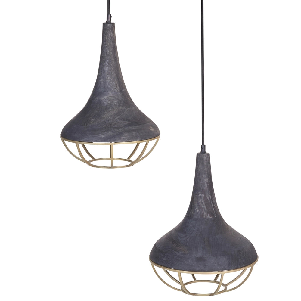 Lampada a sospensione Nero Paralume in legno naturale Plafoniera Stile Boho Accessori per la casa Fatti a mano