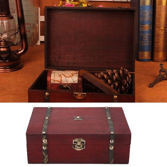 Scatola di conservazione in legno con chiusura a serraggio - Scatola di gioielli per adulti - Stile vintage - Ideale regalo per donne
