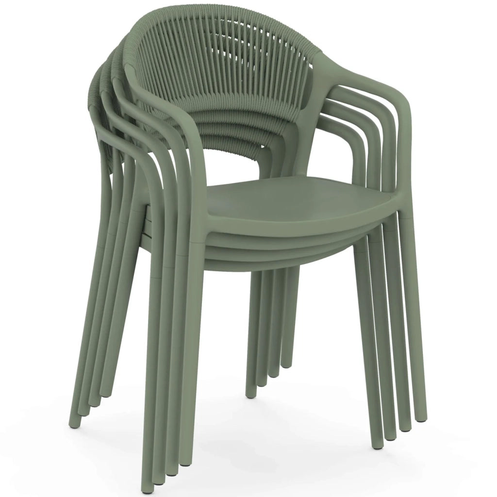 IDMarket - Set di 4 sedie da giardino impilabili ODELIA in polipropilene e cordame verde