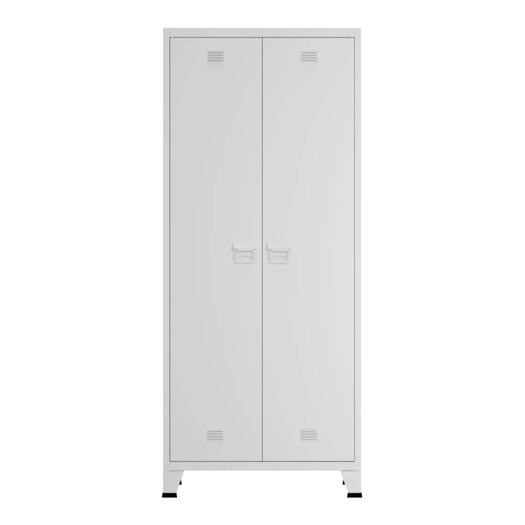 Armadio/Scaffale Mobiletto Portaoggetti 180 x 90 x 40 cm Camera da Letto Bianco Acciaio 03_0008872