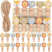 100 pezzi di clip in legno con disegno di animali, mini clip per decorazione, clip per attività e visualizzatore di foto, 3,50 x 2,00 x 0,50 cm