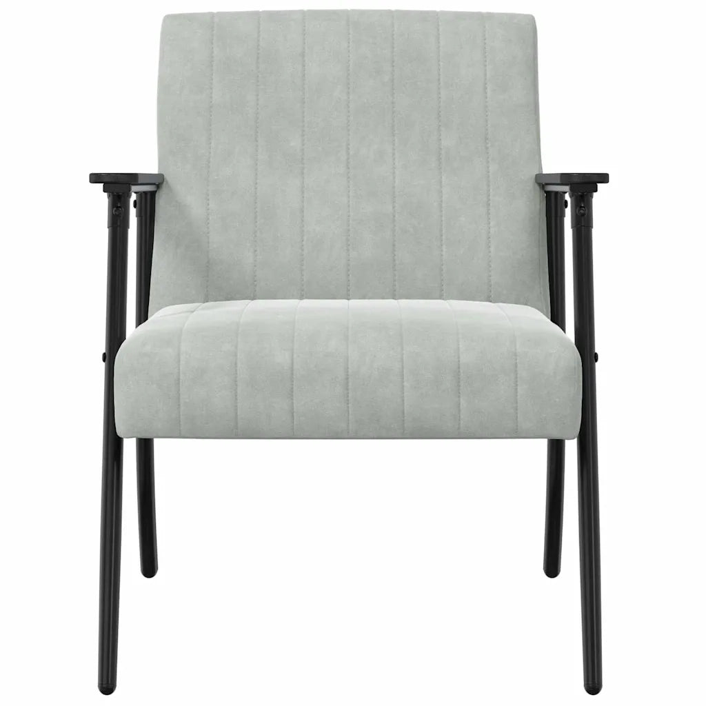 Poltrona-Divano Sedia-Poltroncina Grigio chiaro Velluto 441109