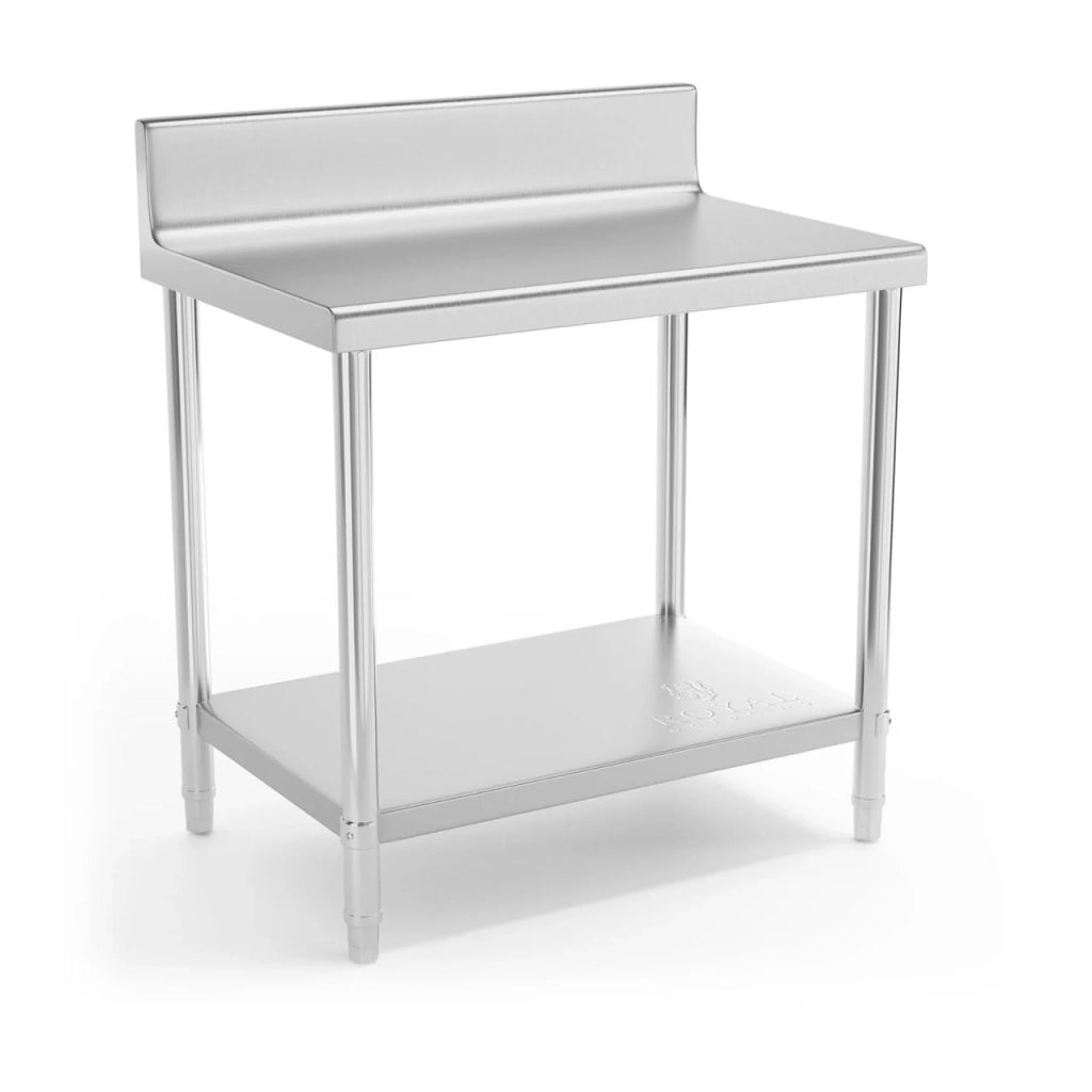 Tavolo da lavoro professionale in acciaio inox da cucina 90 x 60 cm con bordo rialzato portata 210 kg 14_0003665