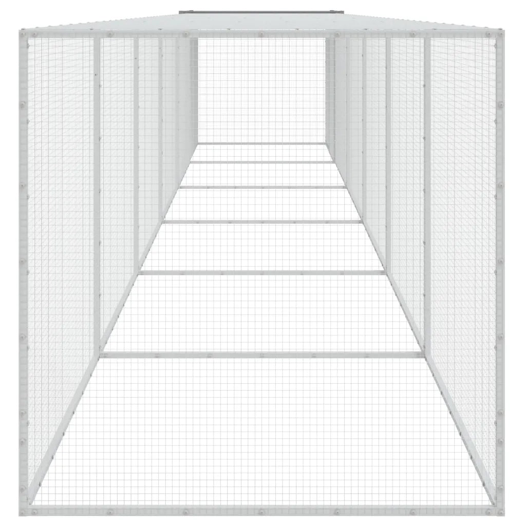 Gabbia Polli Tetto Grigio Chiaro 603x98x90 cm Acciaio Zincato 3189046