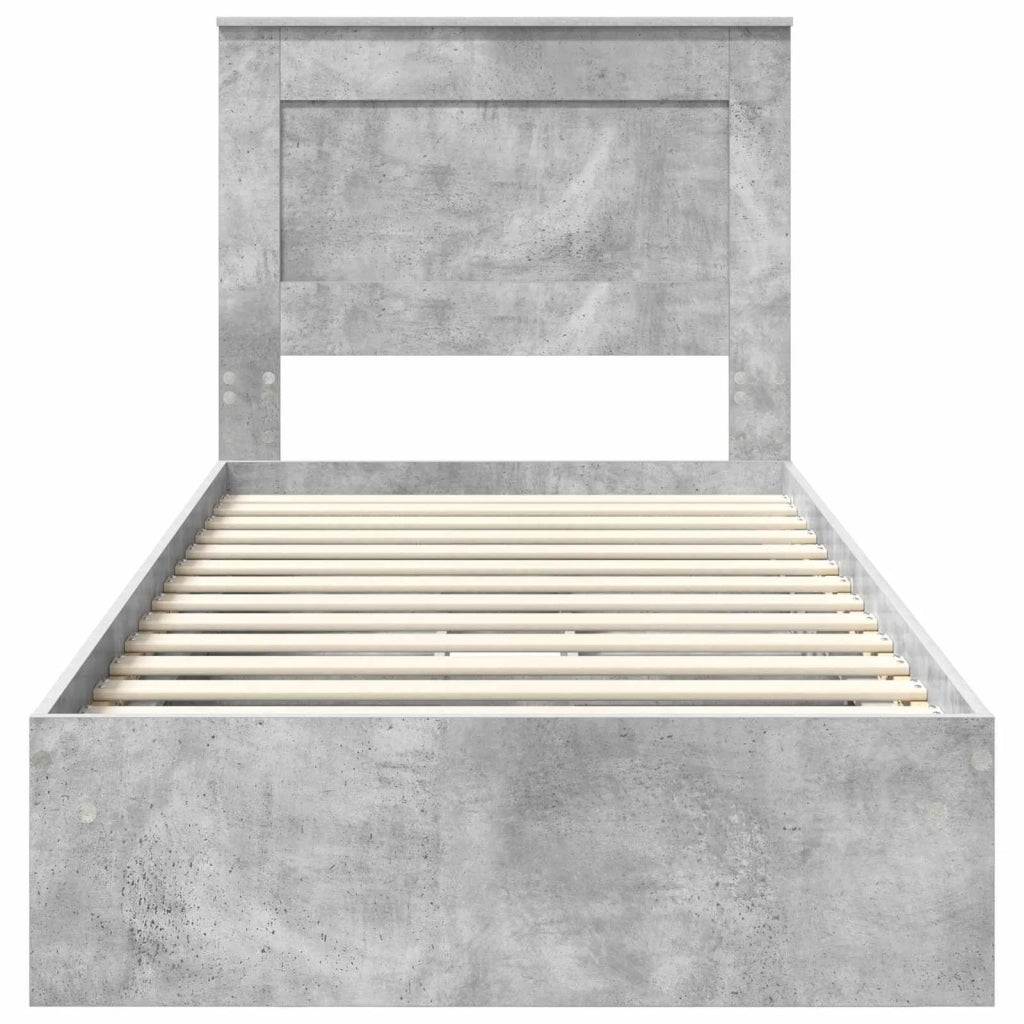 Letto con Contenitore con testiera Grigio cemento 90 x 190 cm 3410271