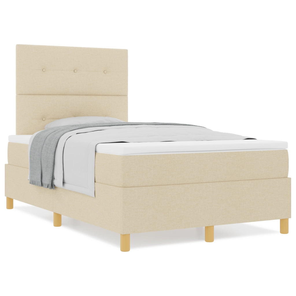 Letto con Box Spring e Materasso Panna 120x200 cm Tessuto