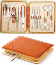 Set di Clip per Unghie Regalo - Clip per Unghie Professionali in Acciaio Inossidabile per Manicure e Pedicure con Kit di Pulizia e Custodia in Pelle