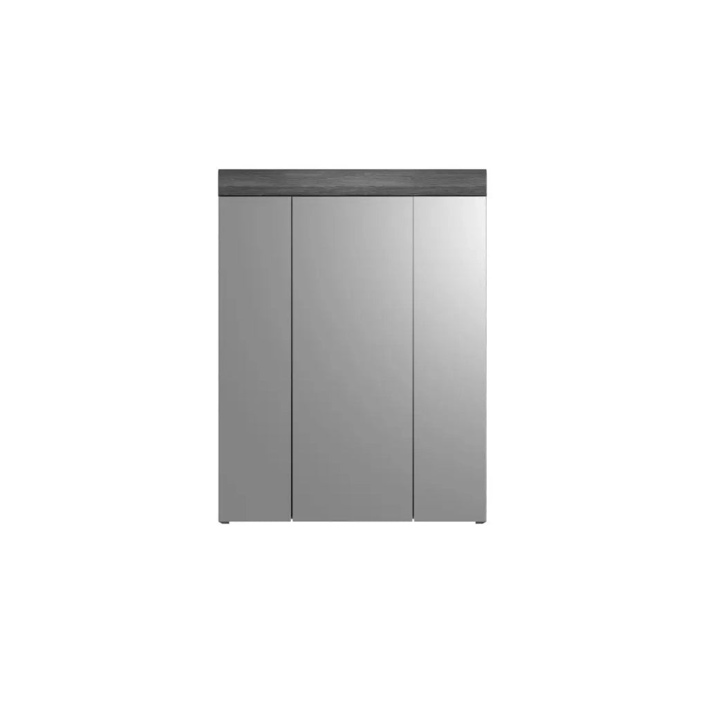 Set bagno SCOTT – Mobile sotto lavabo, mobiletto di stoccaggio con specchio, colonna e 2 mezze colonne – Grigio scuro e b