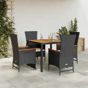 Set da Pranzo da Giardino 5 pz Nero con Cuscini in Polyrattancod mxl 113683