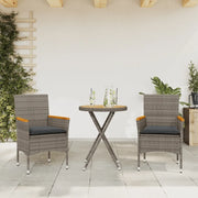 Set da Bistrò 3 pz con Cuscini Grigio Polyrattan Acacia 3278754