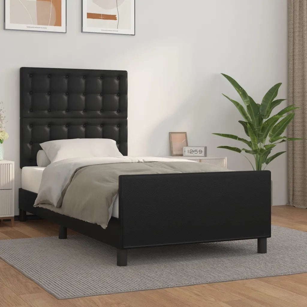 Giroletto con Testiera-Struttura Letto con testiera Nero 80x200 cm in Similpelle 158063