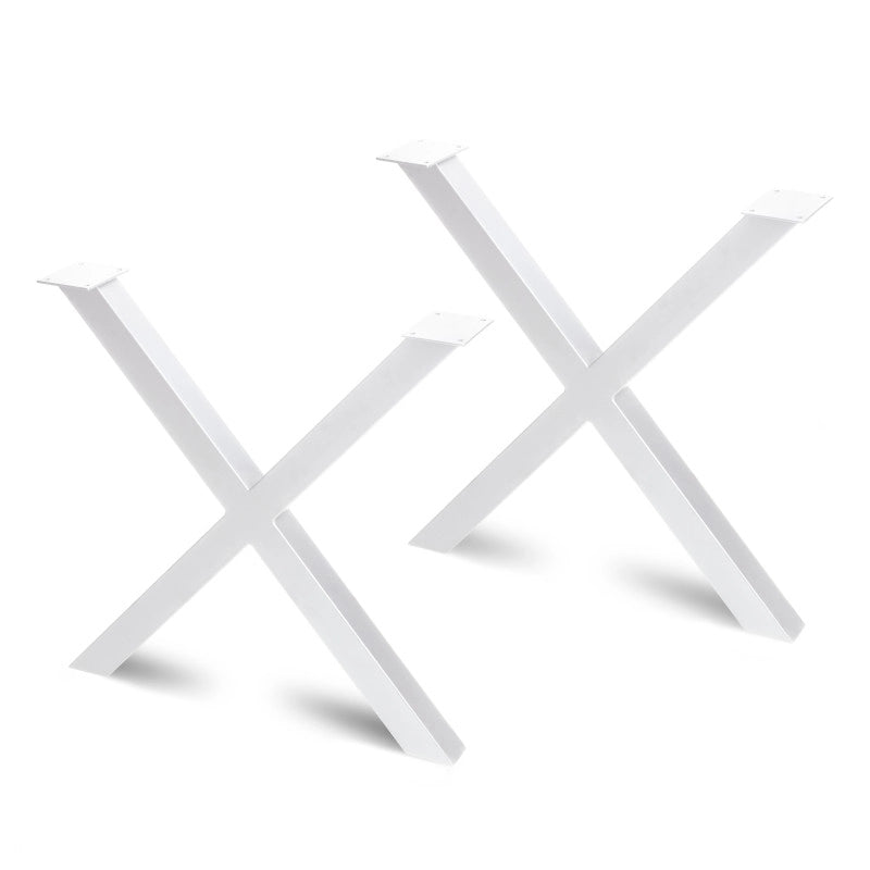 Set di gambe per tavolo Cross, larghezza 695mm, Acciaio, Verniciato bianco
