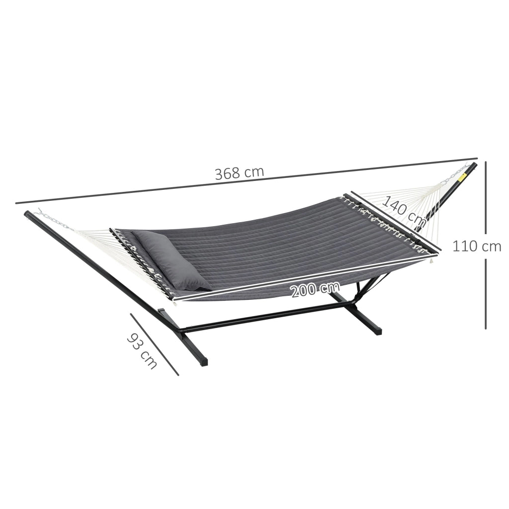 Amaca da Giardino Portatile 368x93x110 cm con Cuscino Integrato Grigio Scuro