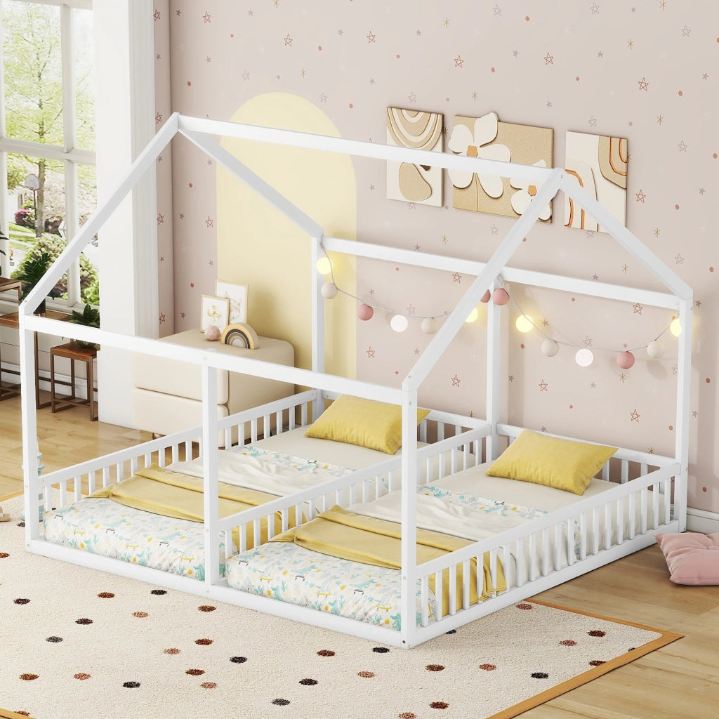 Letto singolo bianco con funzione 2 in 1 in pino 90x200 cm