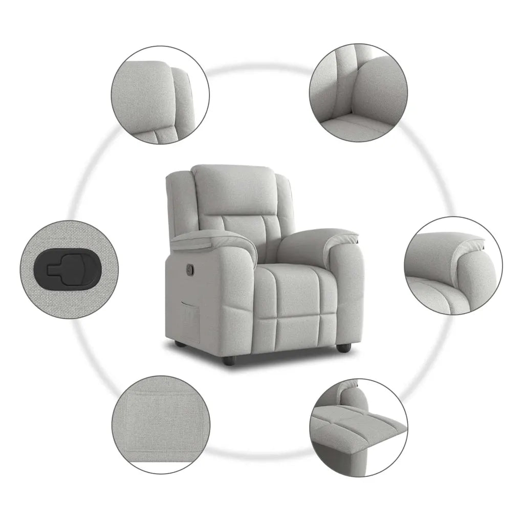 Divano Sedia-Poltrona Reclinabile in Tessuto Grigio Nuvola 983170