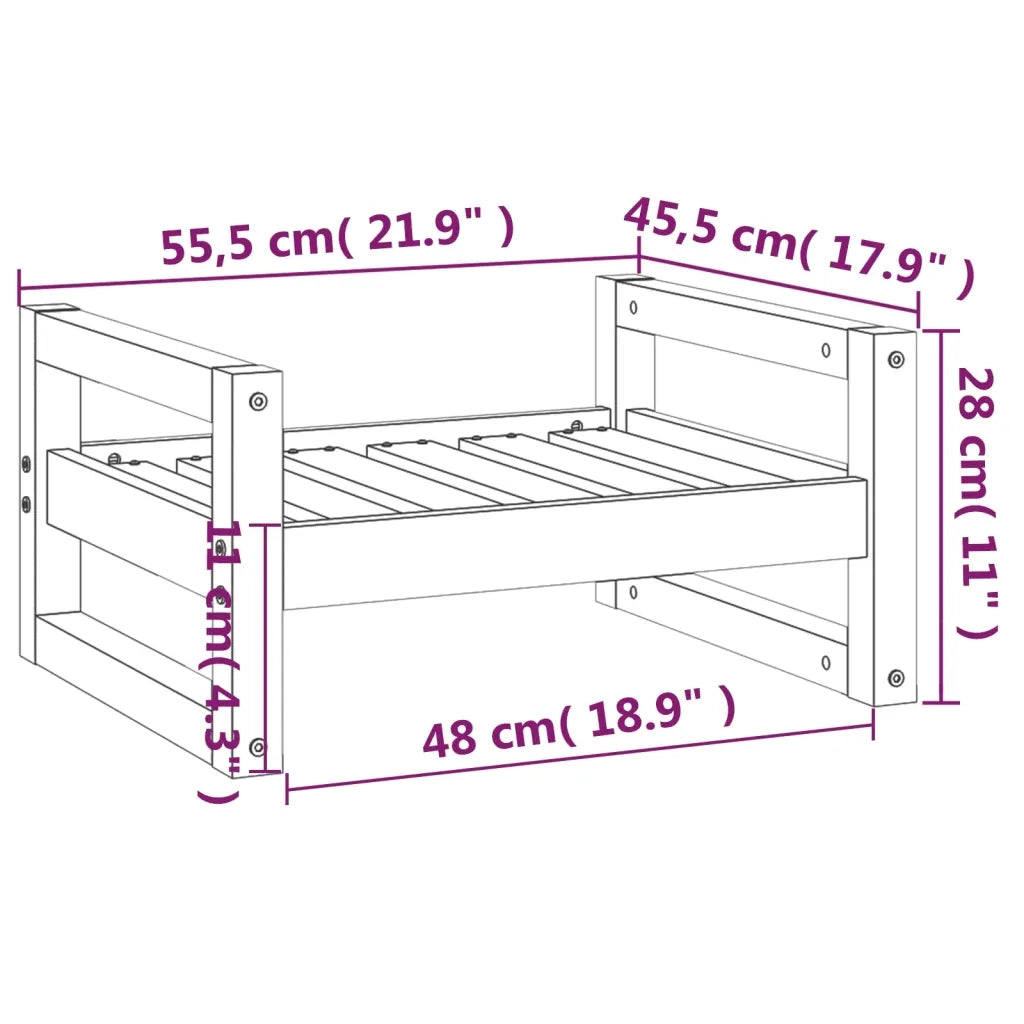 Cuccia per Cani Nera 55,5x45,5x28cm in Legno Massello di Pino 821471